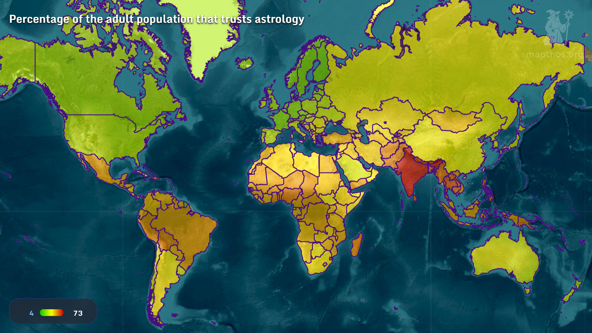 Map of global trust in astrology
