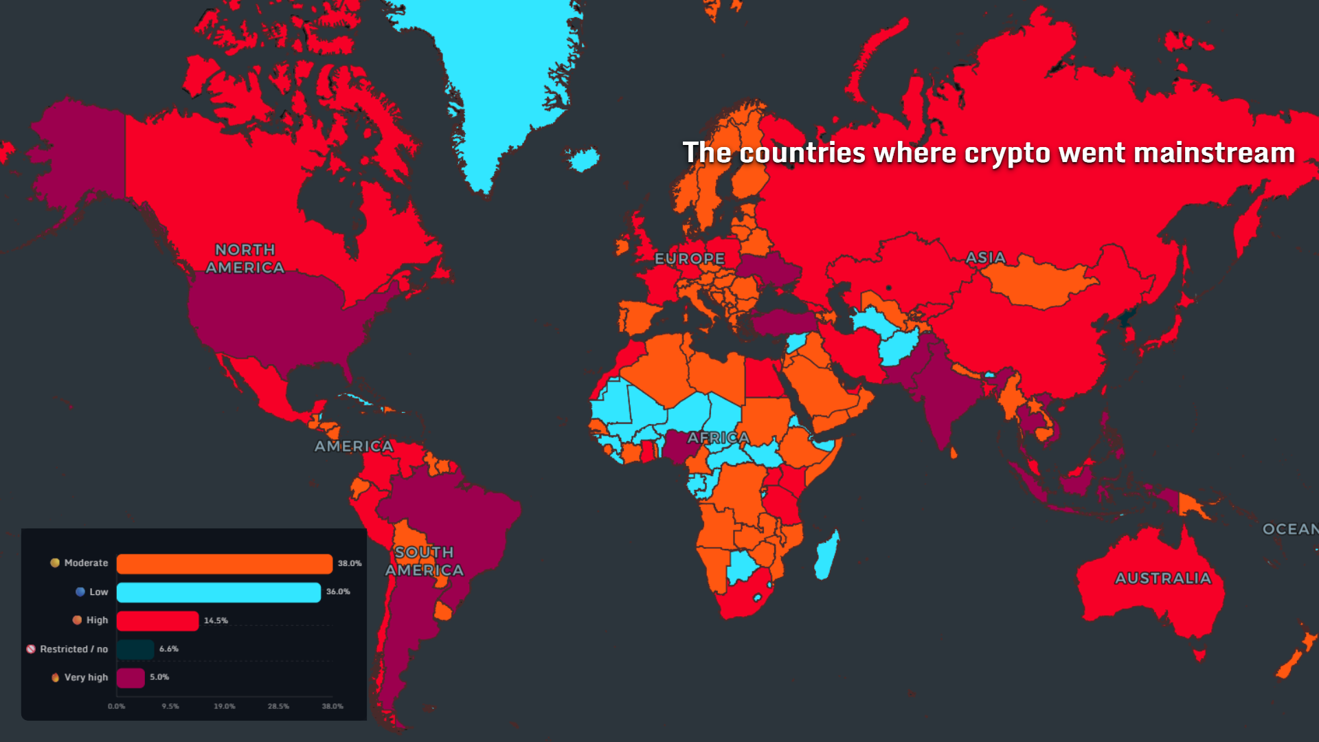 Map of countries where crypto went mainstream in 2026