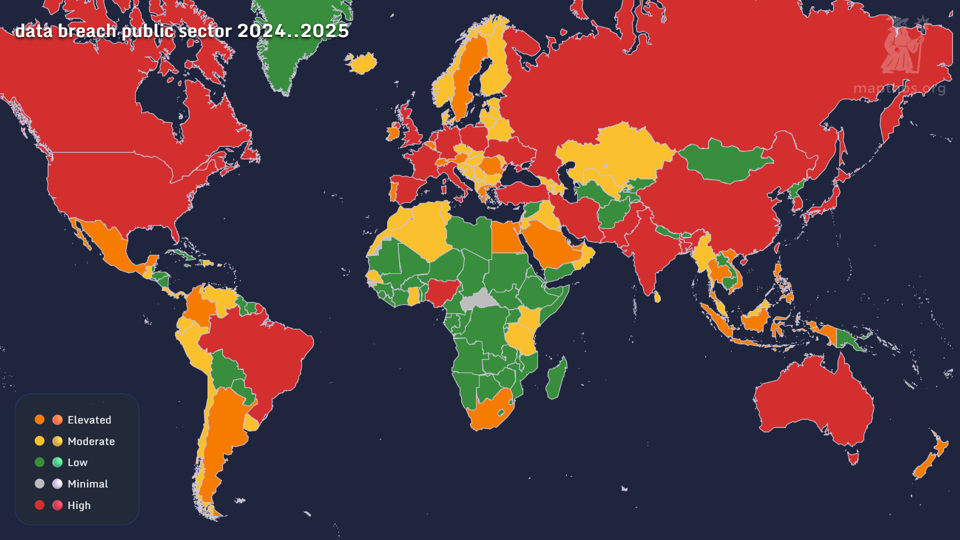 Map of data breaches in the public sector 2024–2025