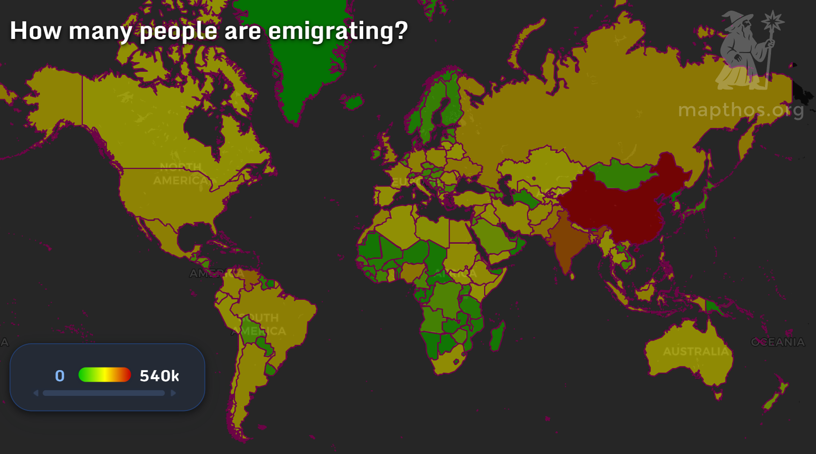 Map of global emigration flows in 2025