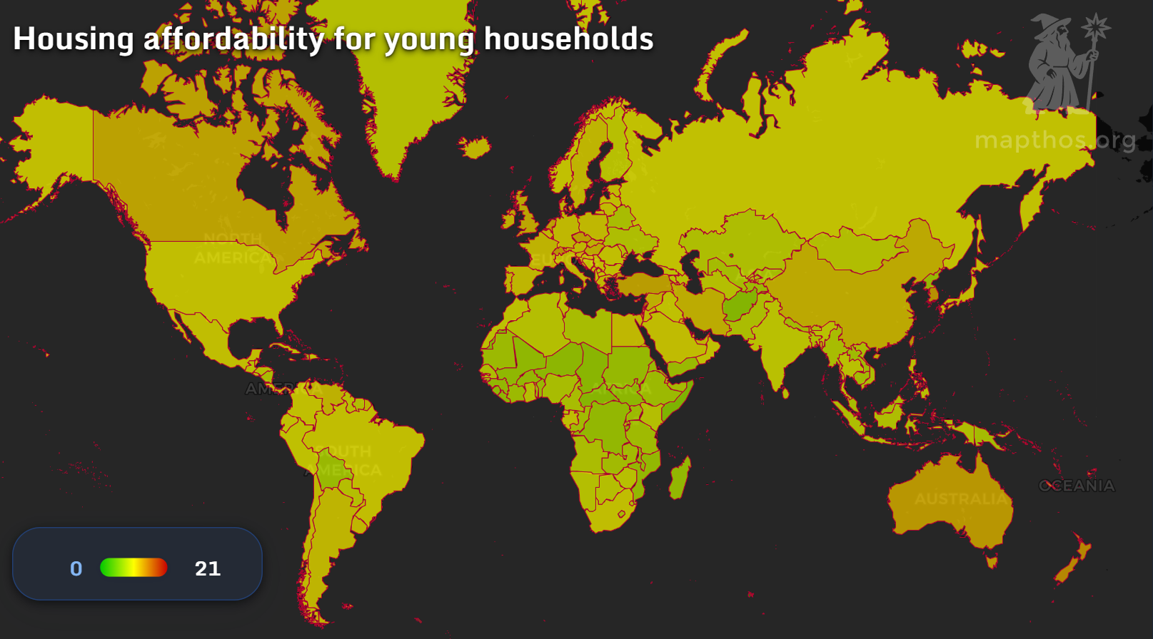 Map of housing affordability for young households