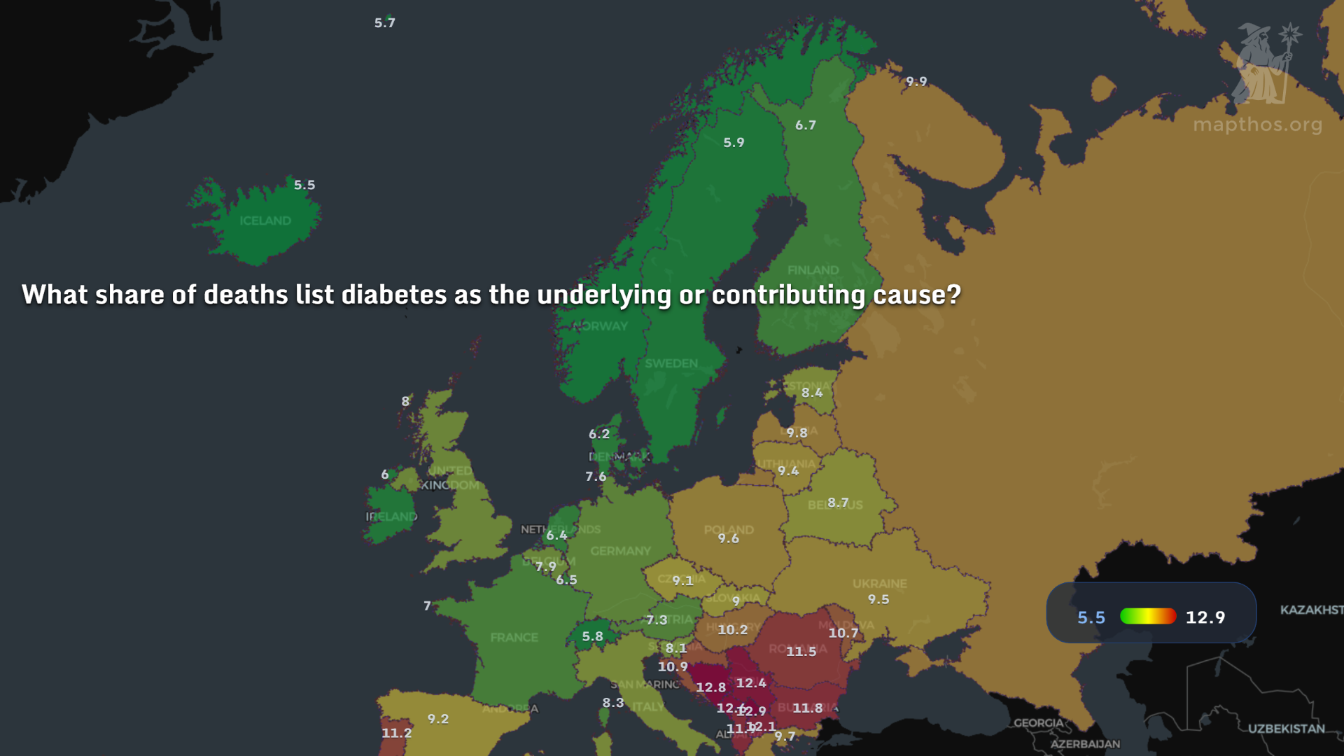 Global diabetes mortality map