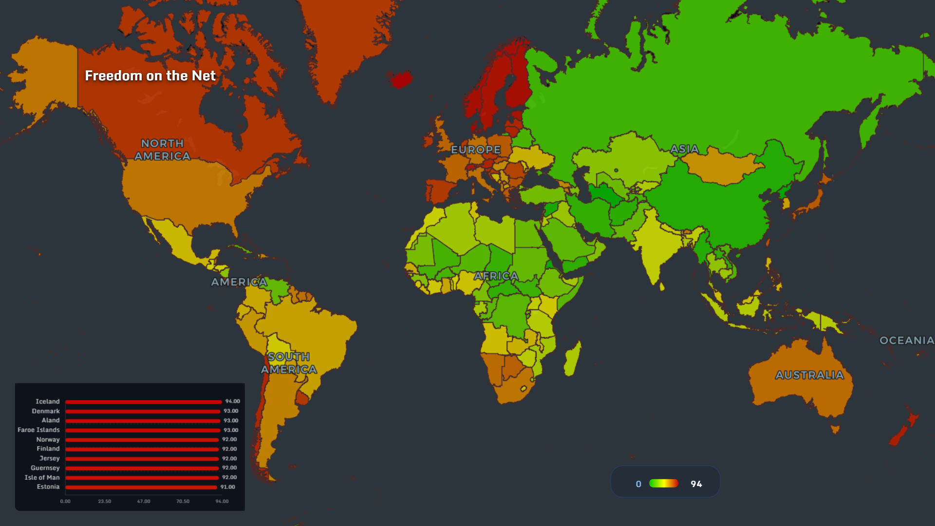 Internet freedom by country map 2026