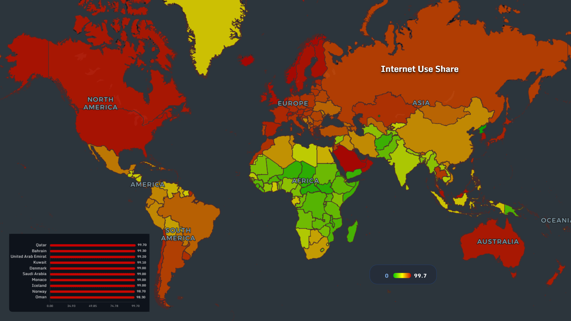 Global internet usage share map 2026