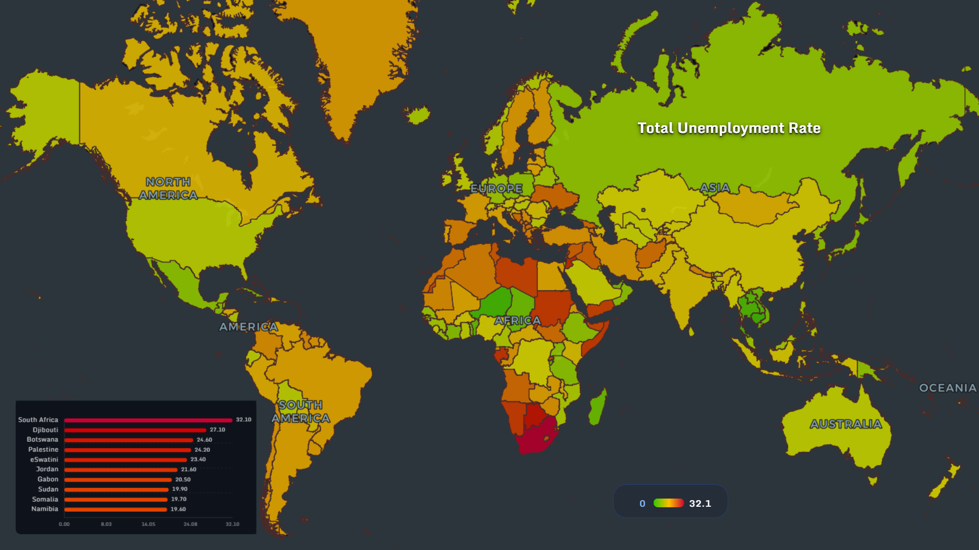 Total unemployment rate global map 2026