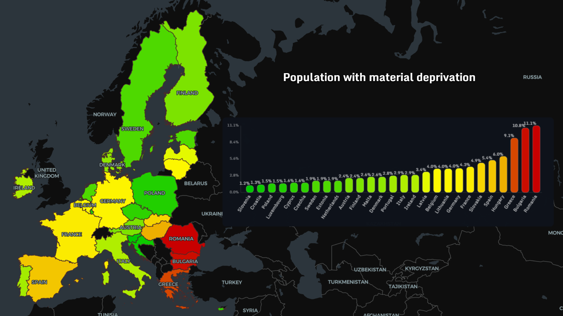 Material deprivation Europe 2026 map