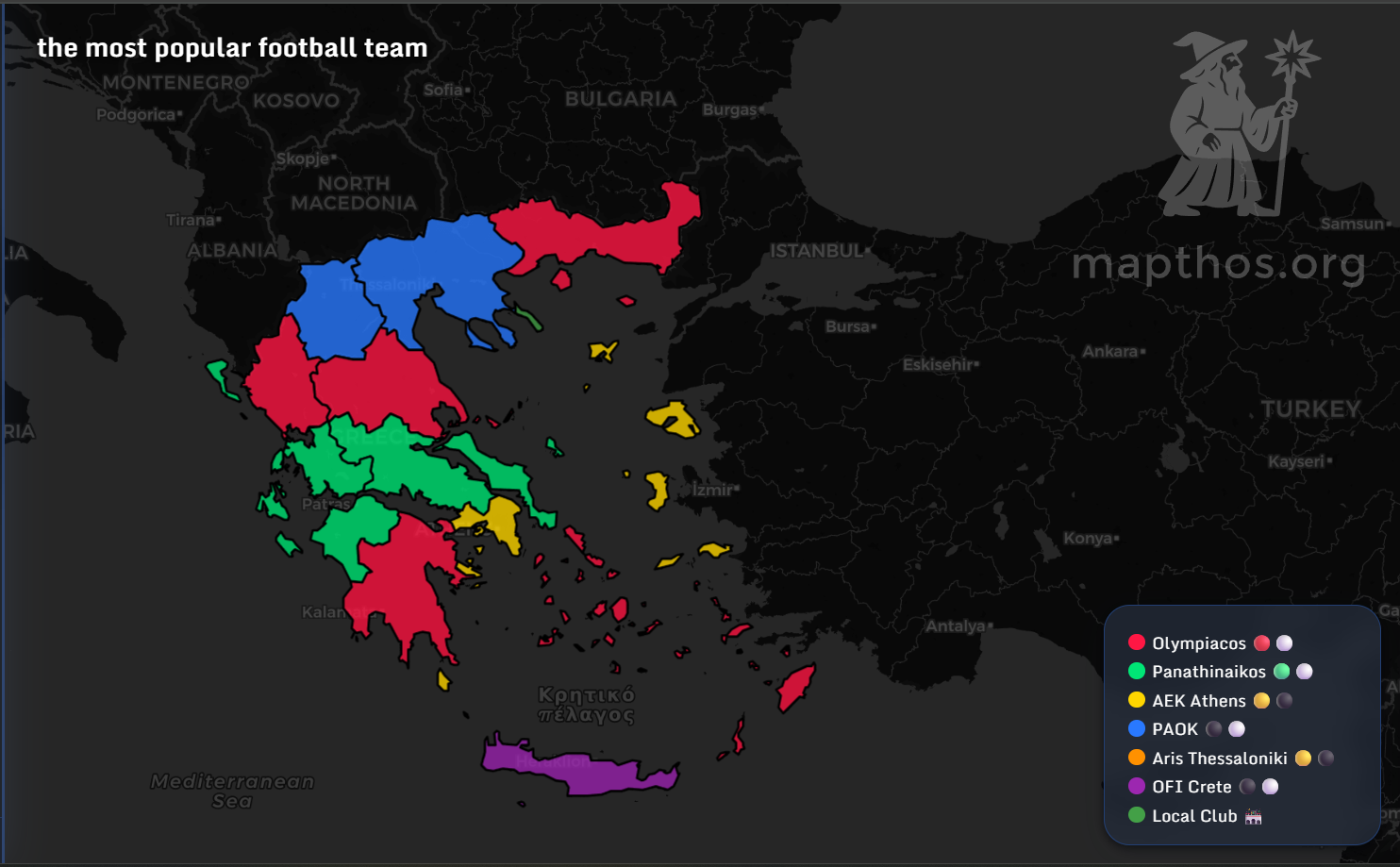 Greece football fandom map 2025