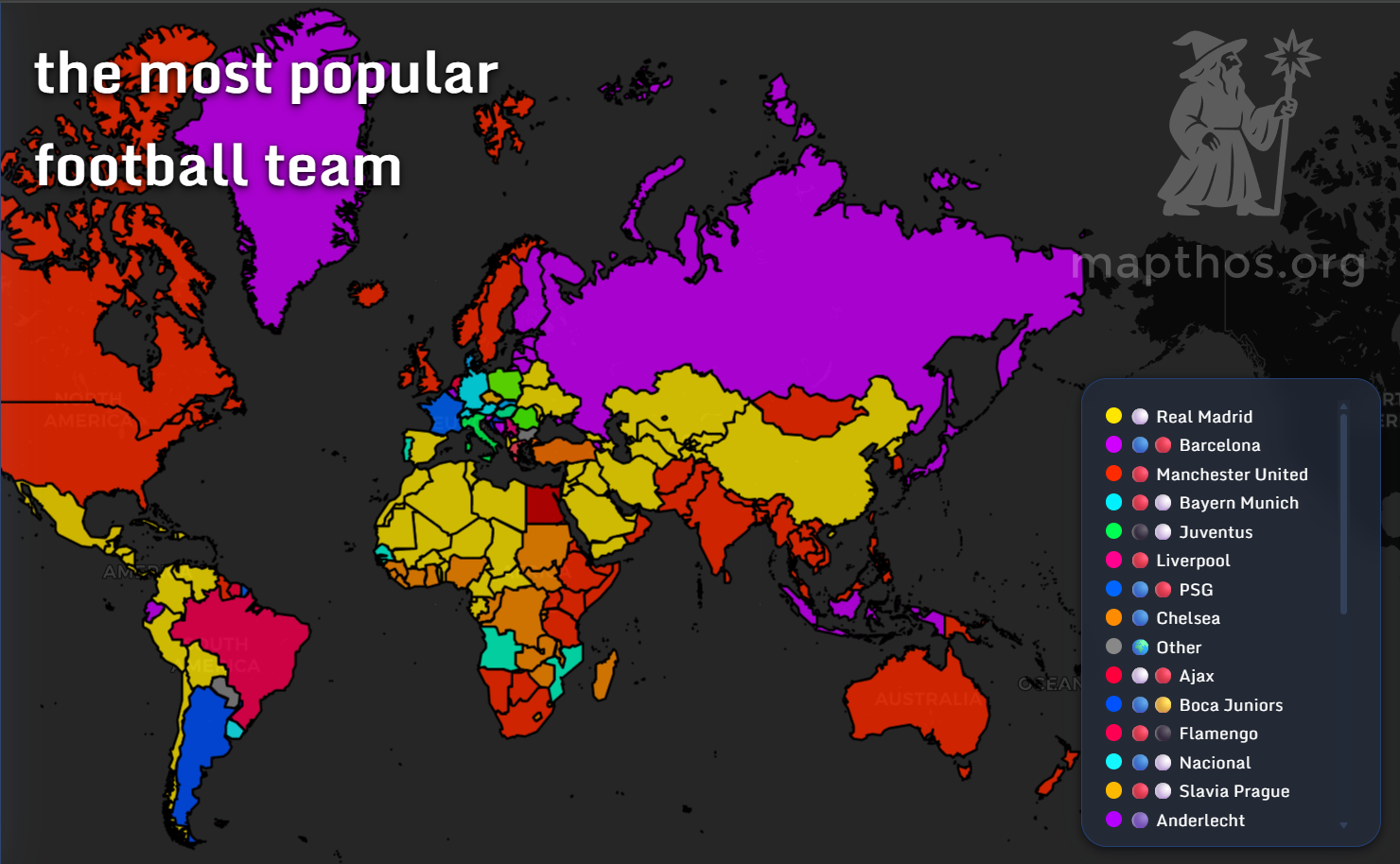 World football fandom map 2025