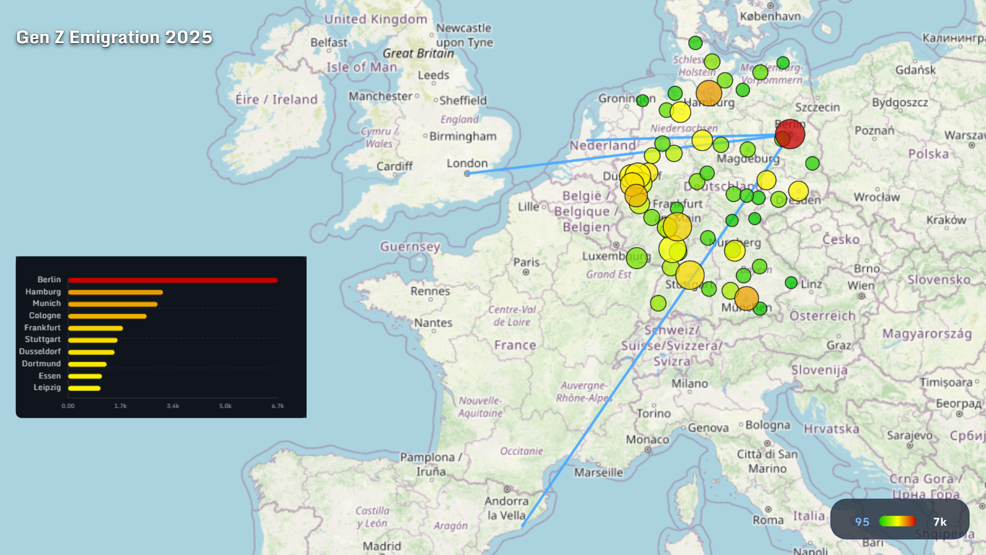 Gen Z emigration from German cities 2025