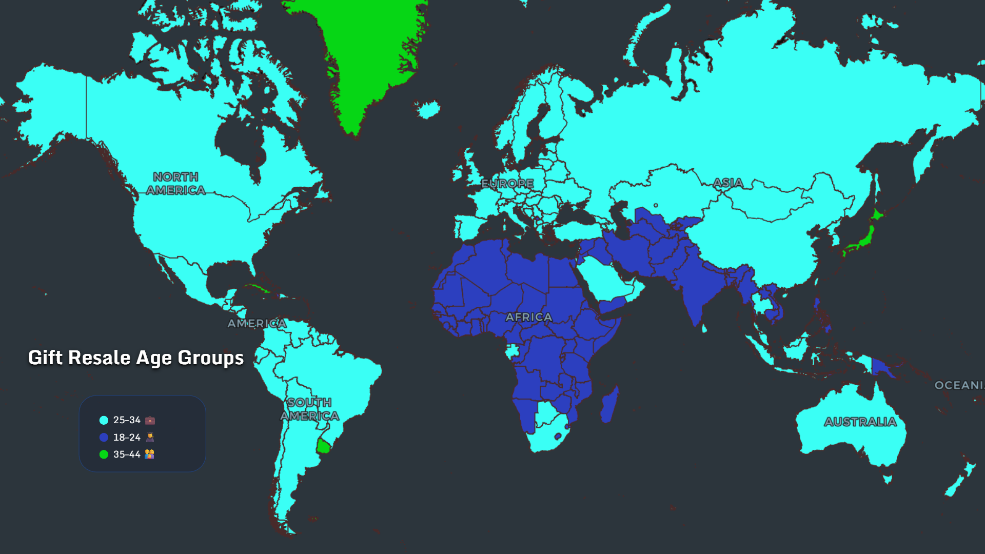 Global gift resale age groups map