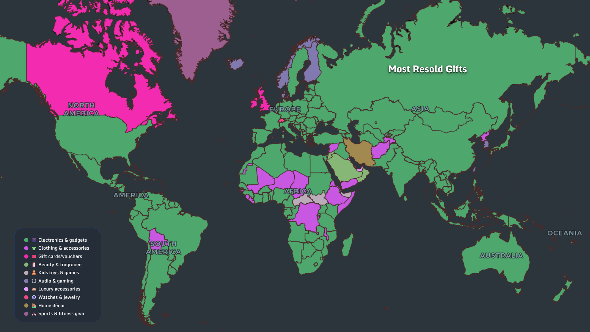 Top gift resellers by country and demographic