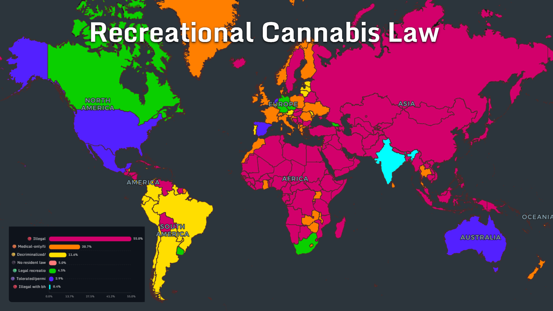 Global recreational cannabis law map 2026