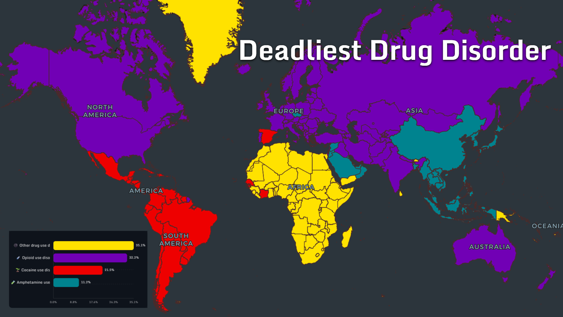 Deadliest drug disorder by country map 2026