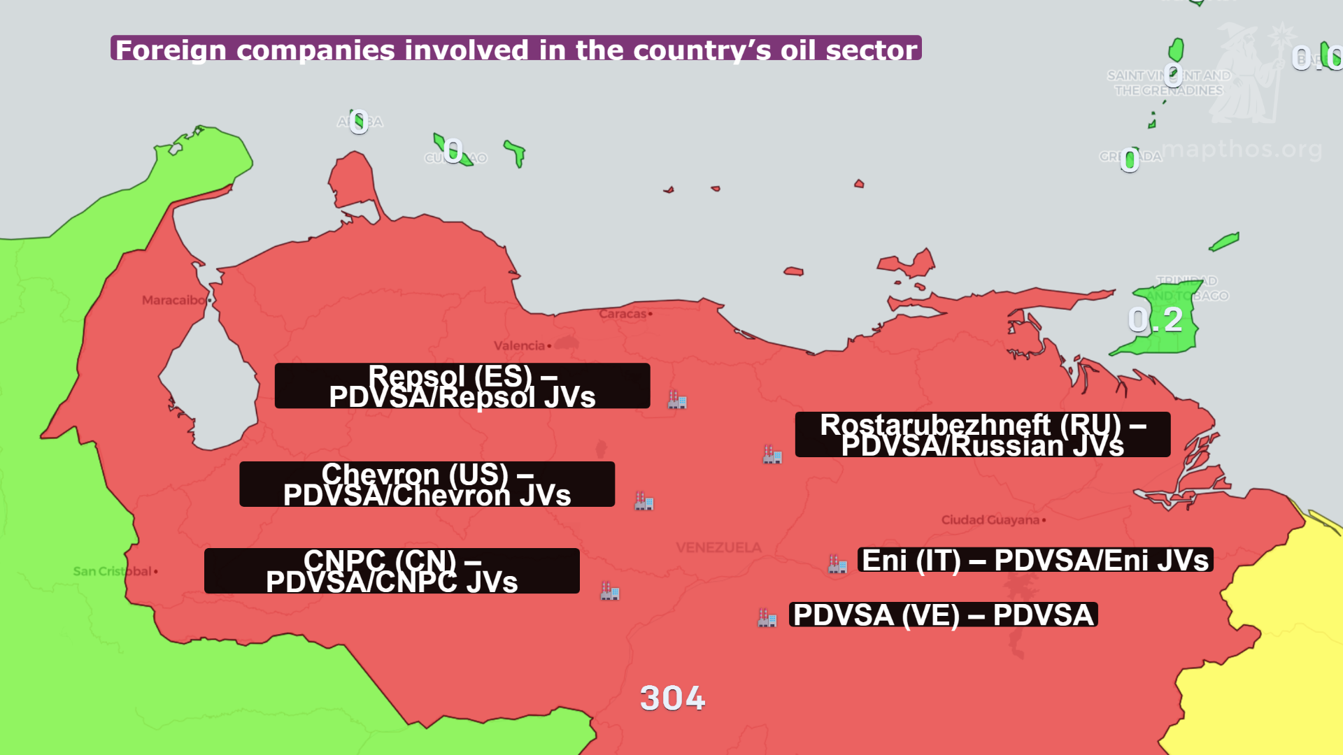 Venezuela oil export and recovery map