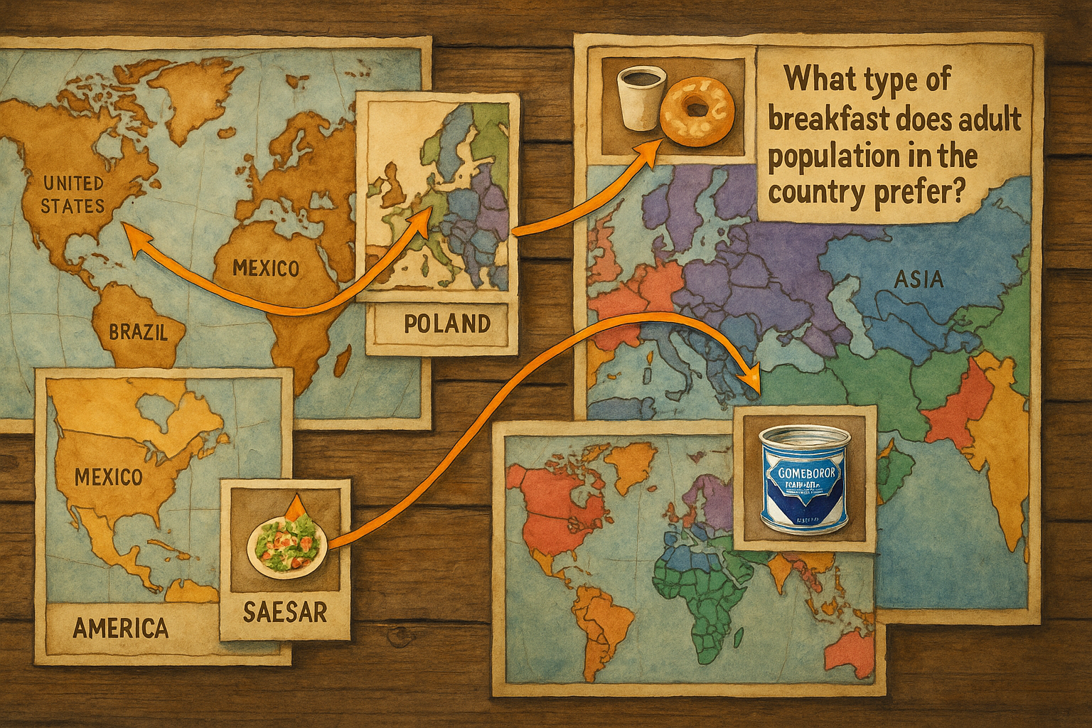 World food icons map collage - header