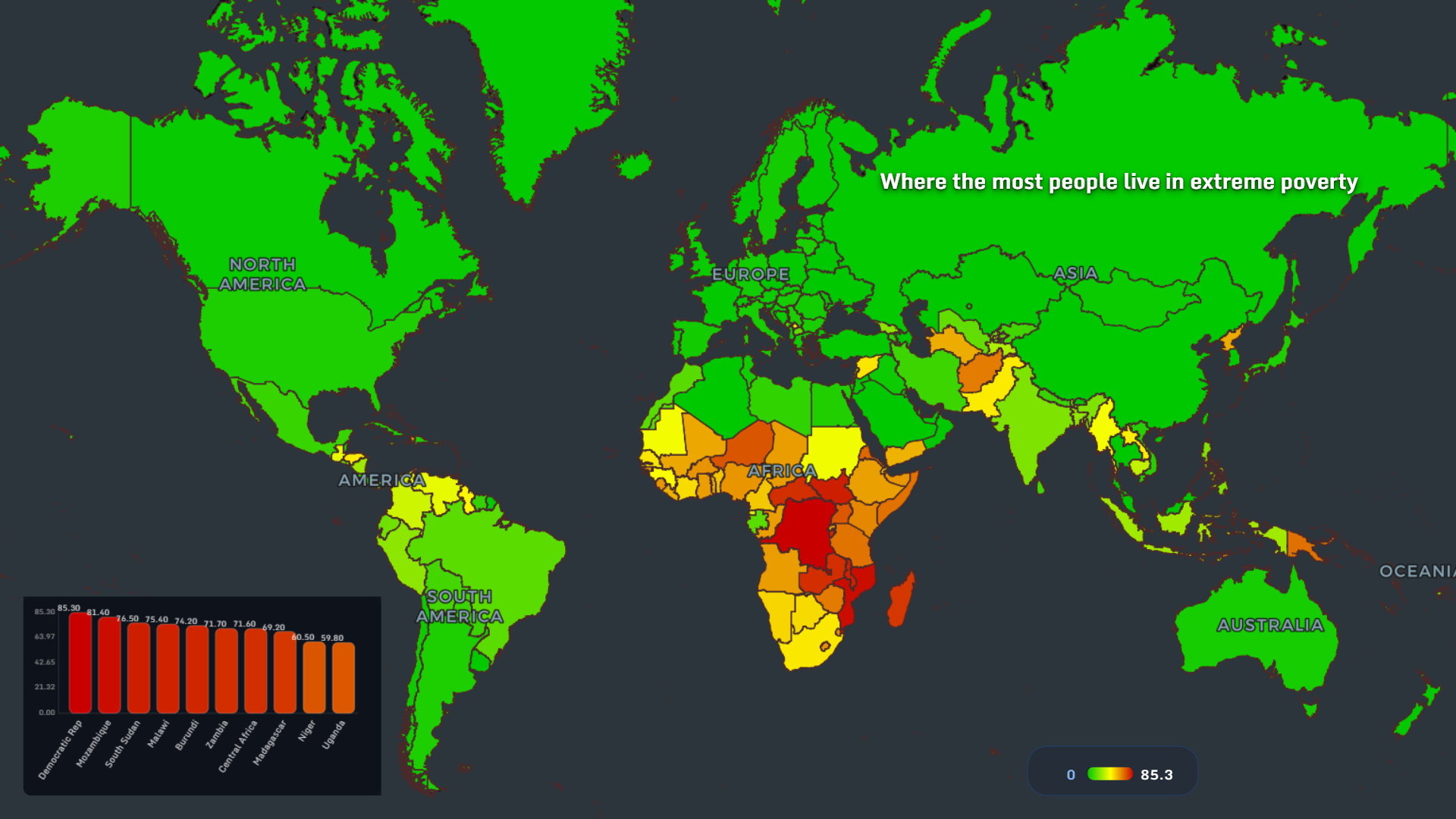 Map showing where the most people live in extreme poverty in 2025