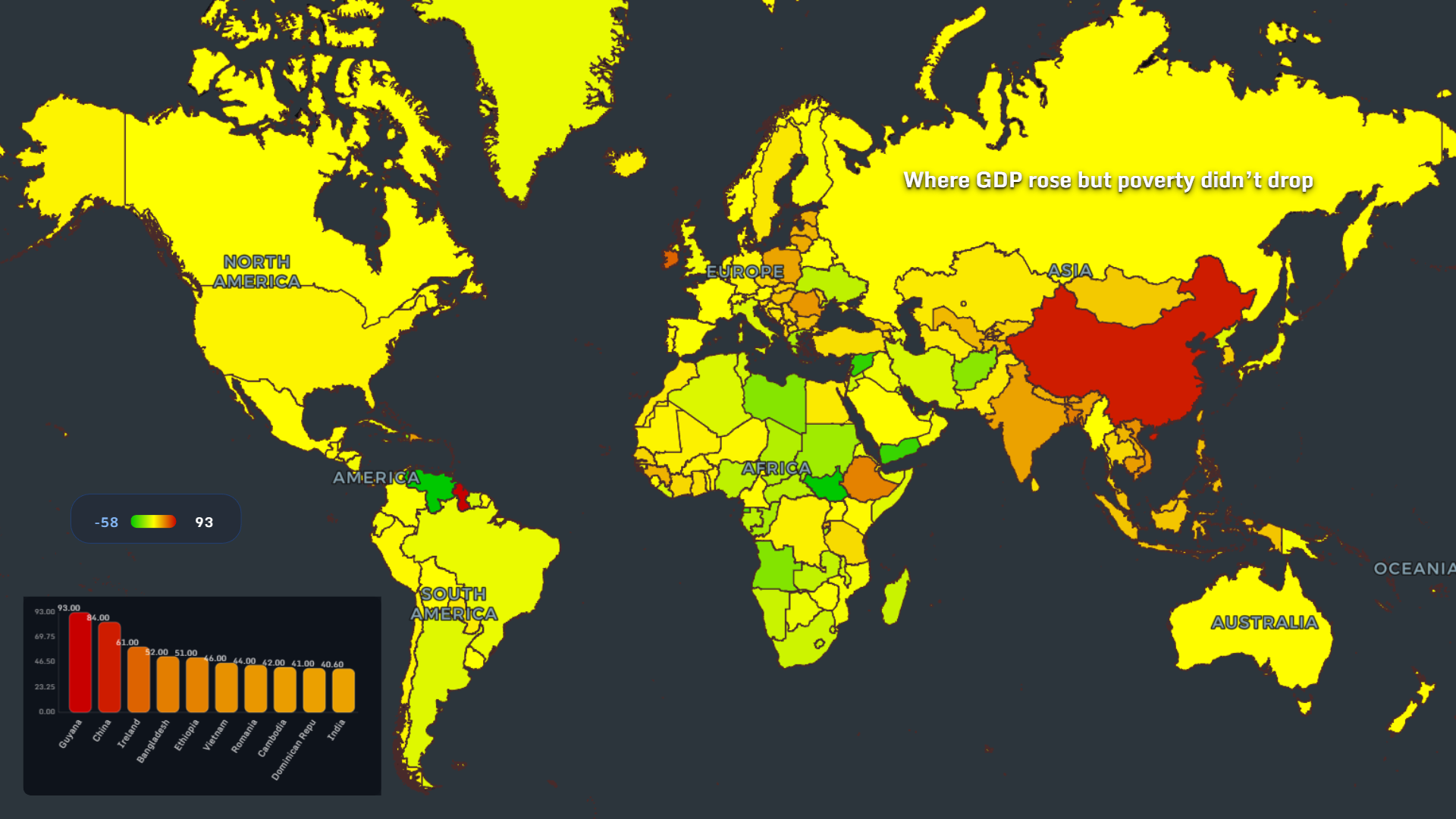 Map showing where GDP rose but poverty did not drop