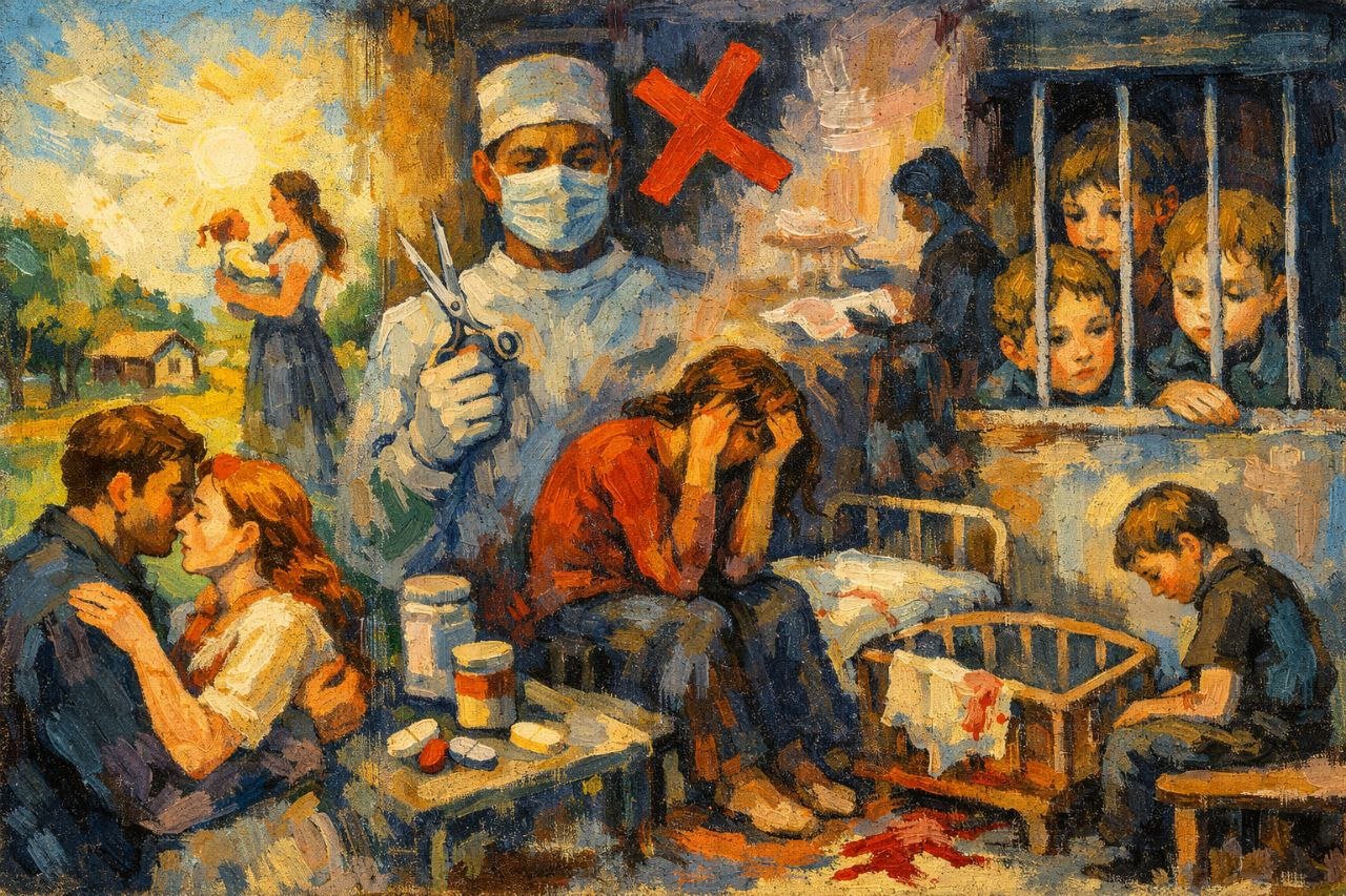 Illustrative header about reproductive rights, family planning, and medical control