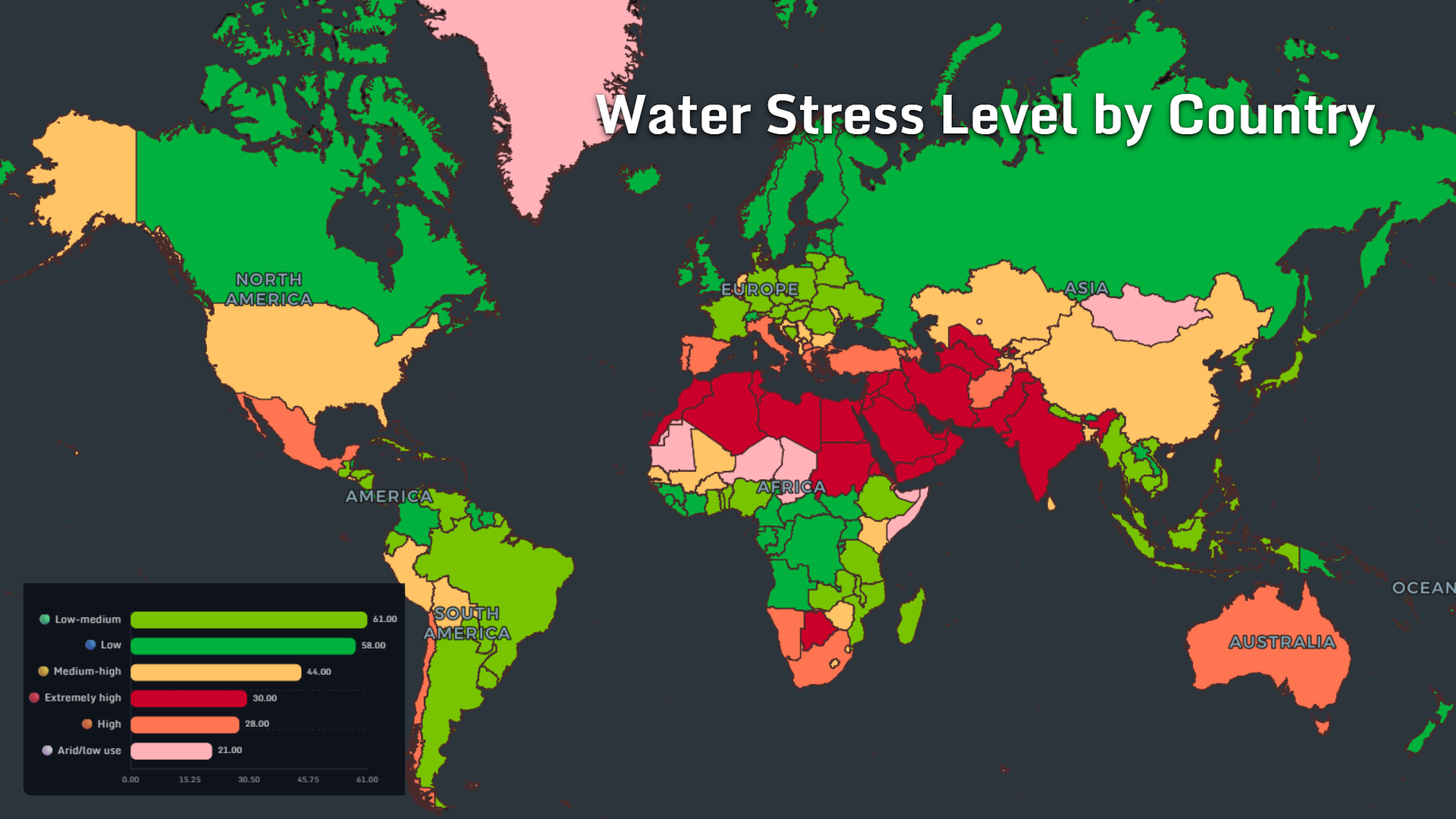 Global water stress level by country in 2026