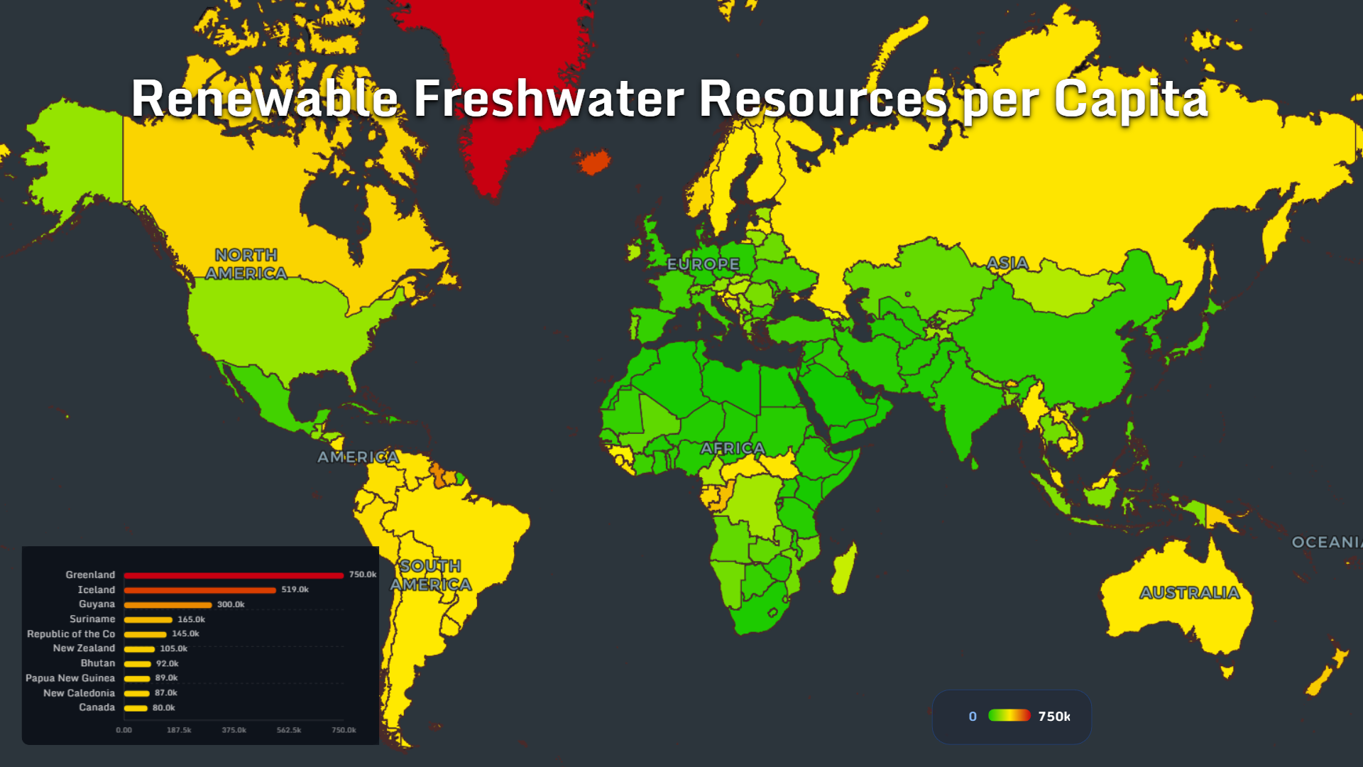 World map of renewable freshwater resources per capita