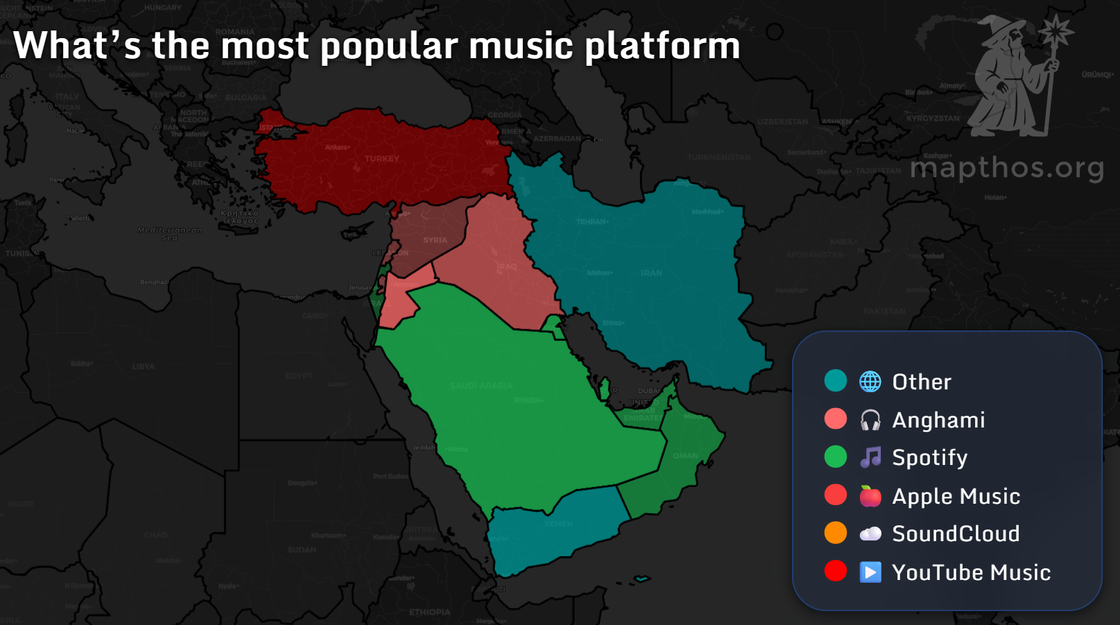 Most popular music streaming platforms in the Middle East 2025