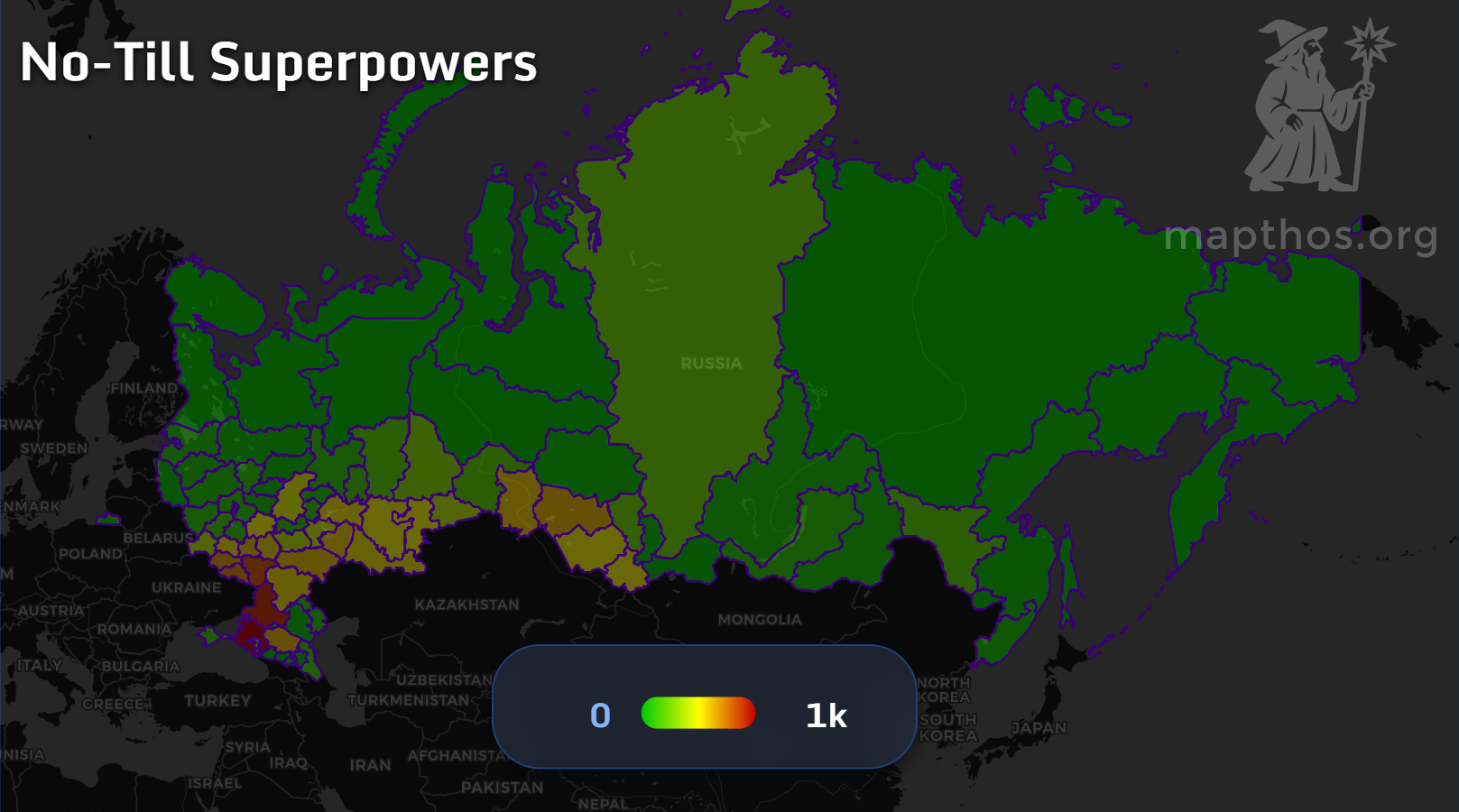 Map showing no-till adoption across Russia