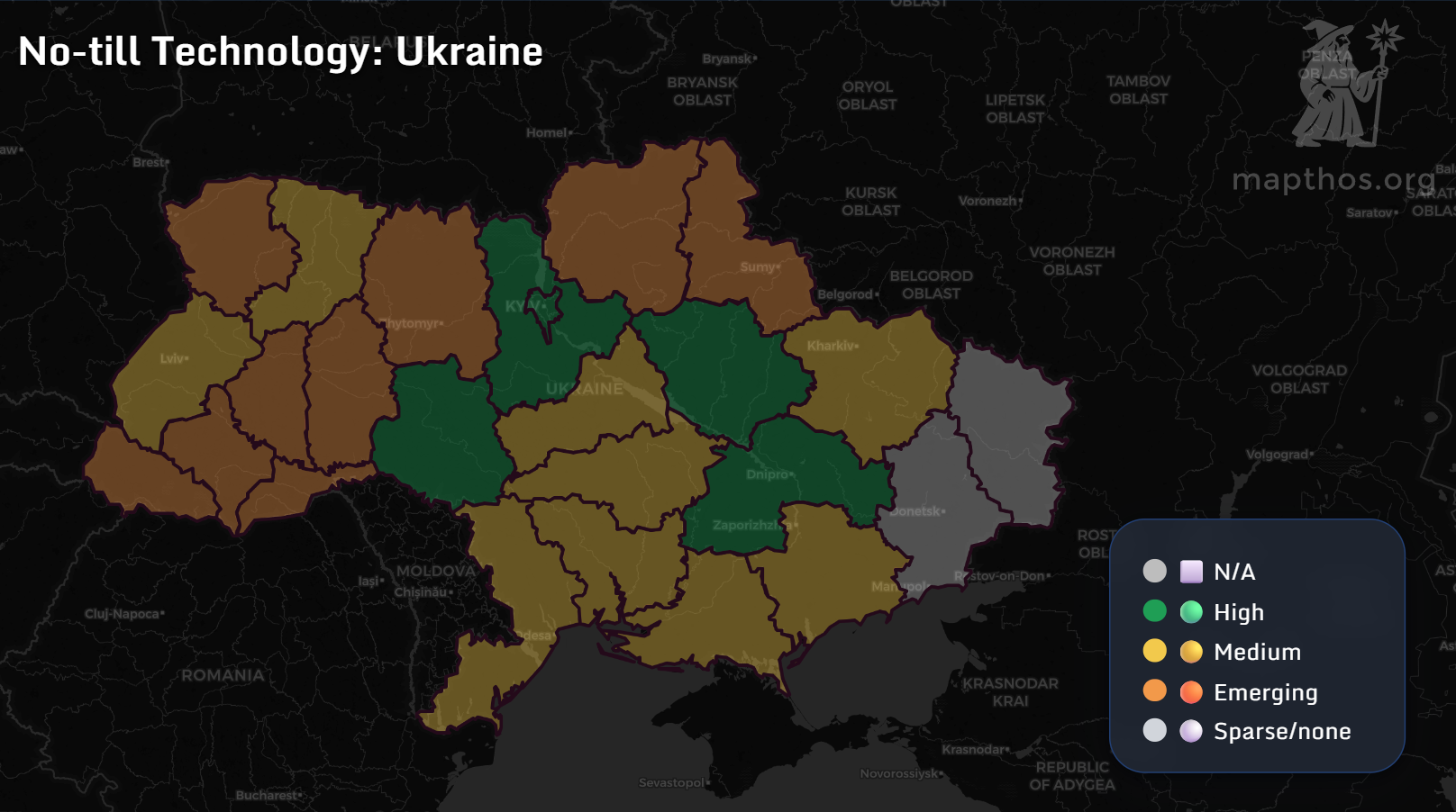 Map of no-till farming in Ukraine