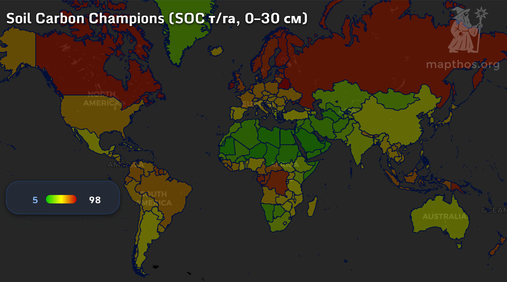 Global map of soil organic carbon levels