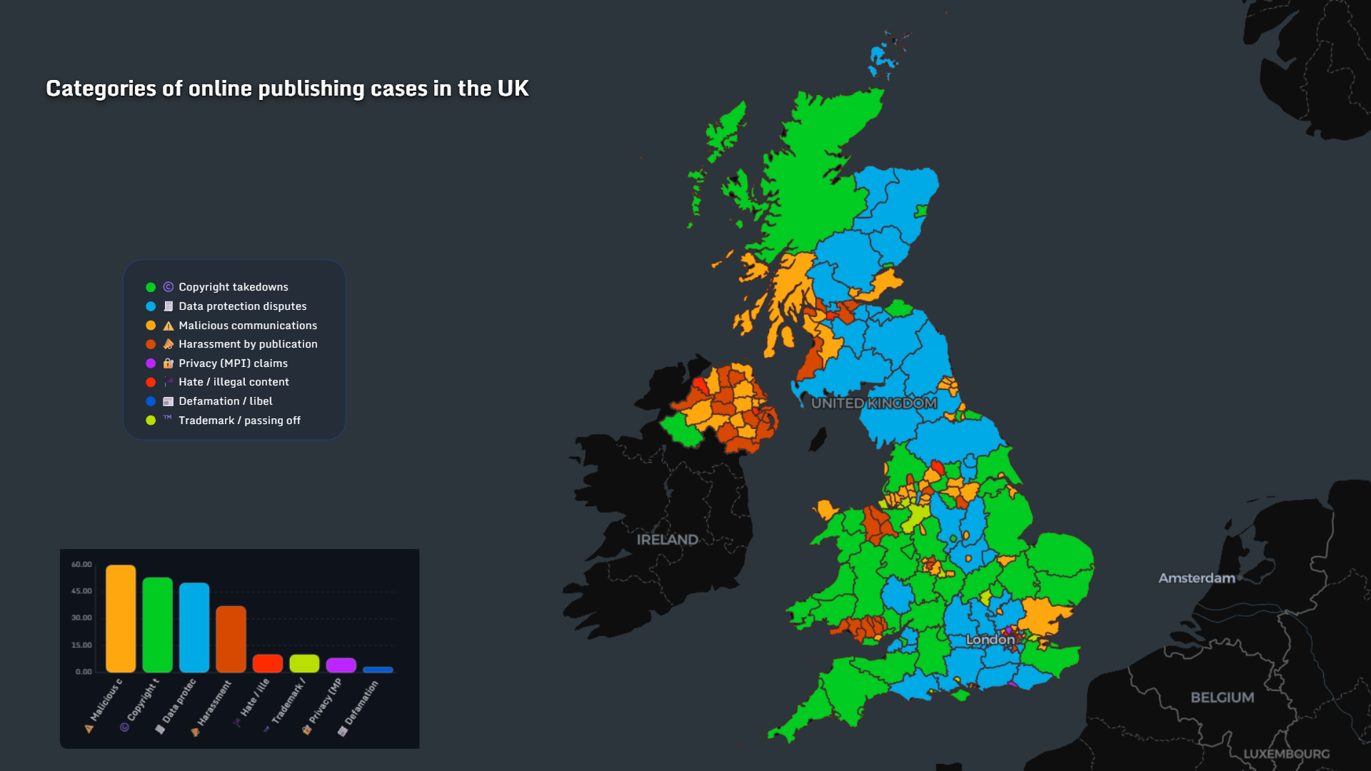 UK per-capita online messaging arrests map