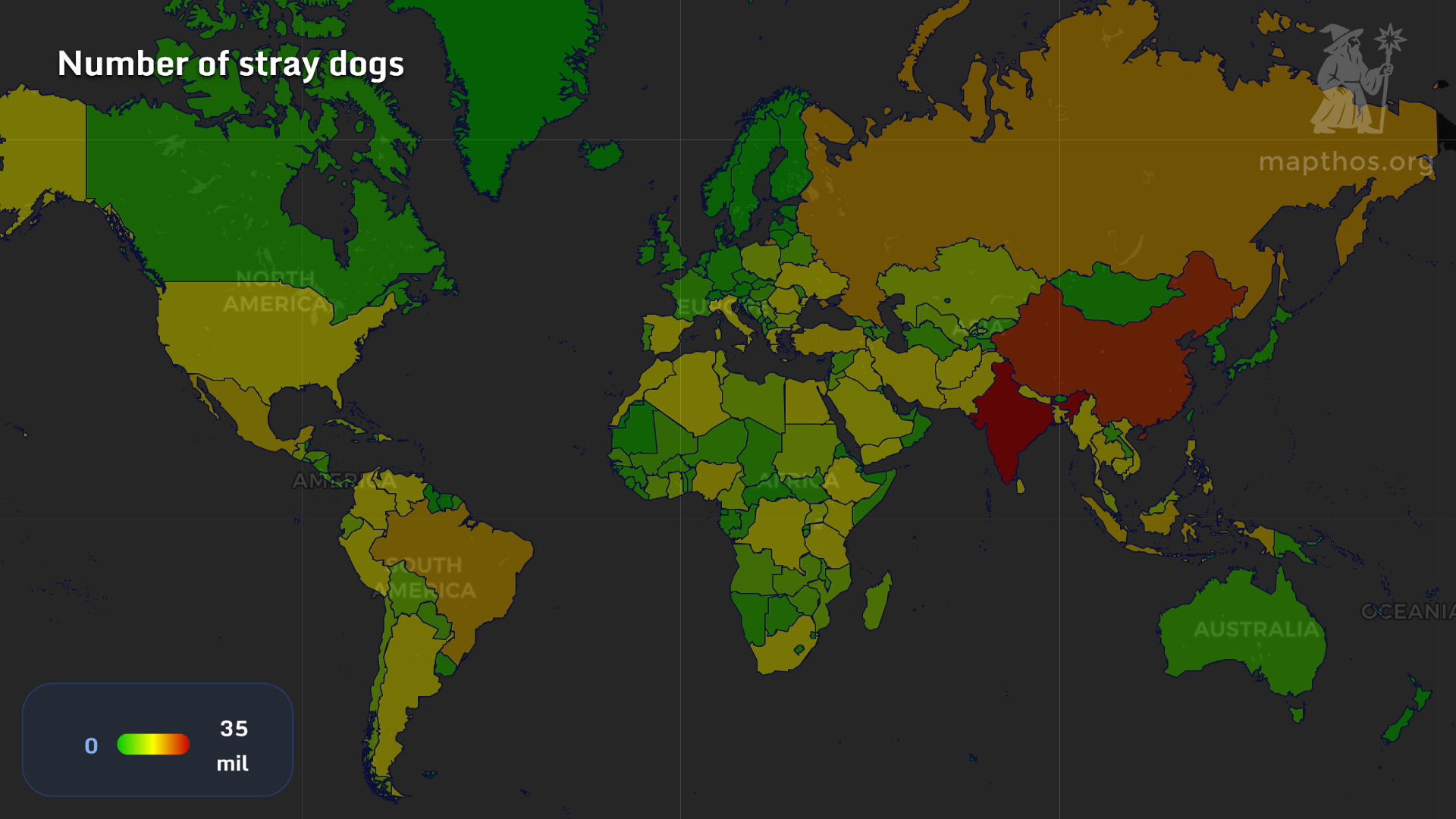 Global map of stray dogs by country
