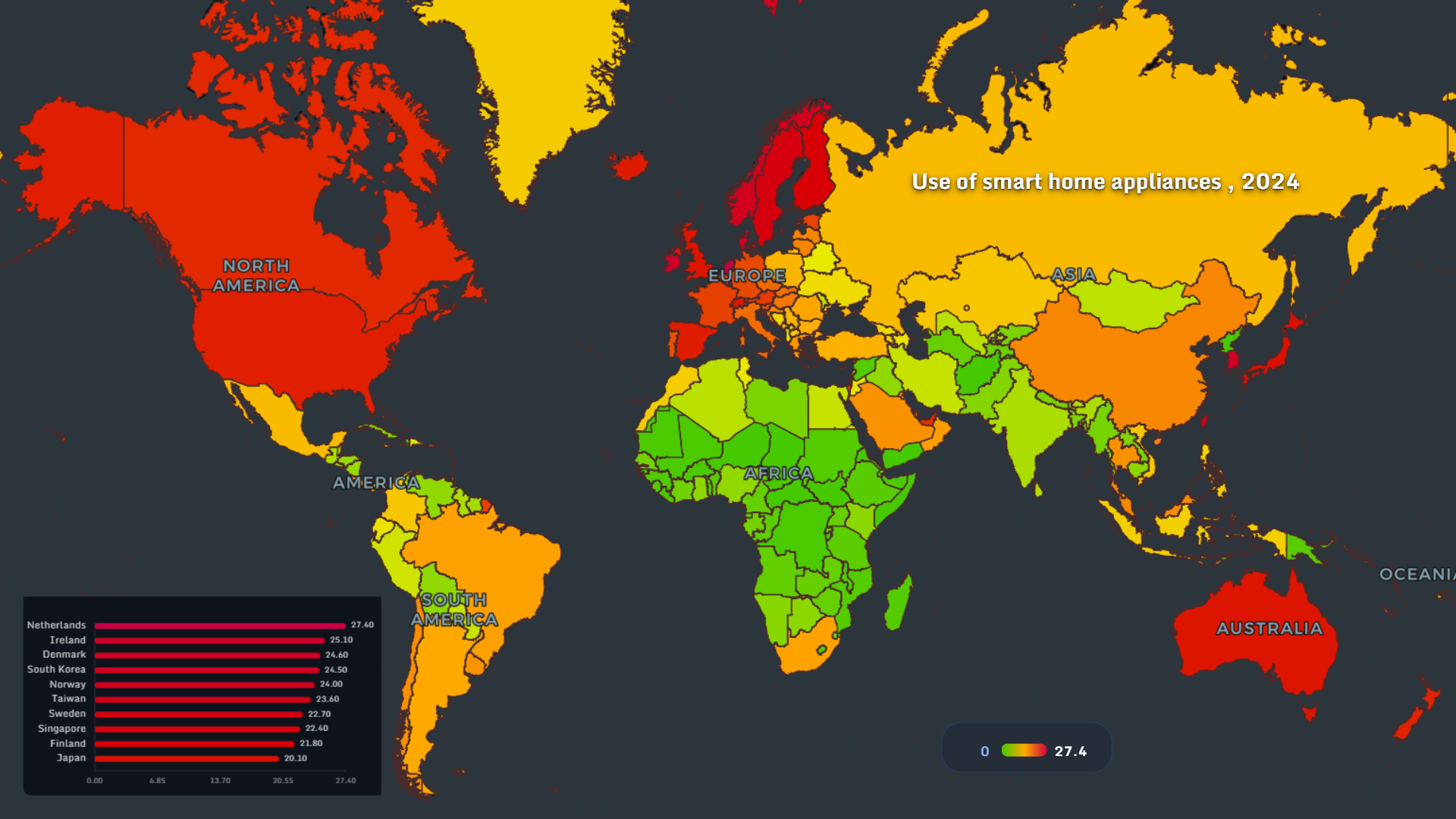Smart home appliances usage map 2024