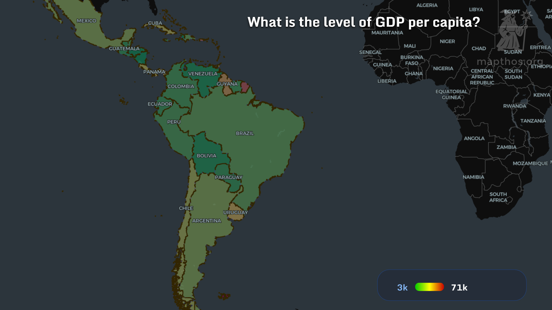 GDP by South American country, 2025