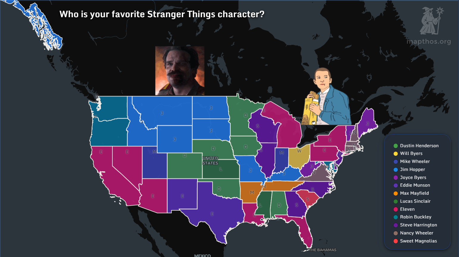 Favorite countries and cities for Stranger Things