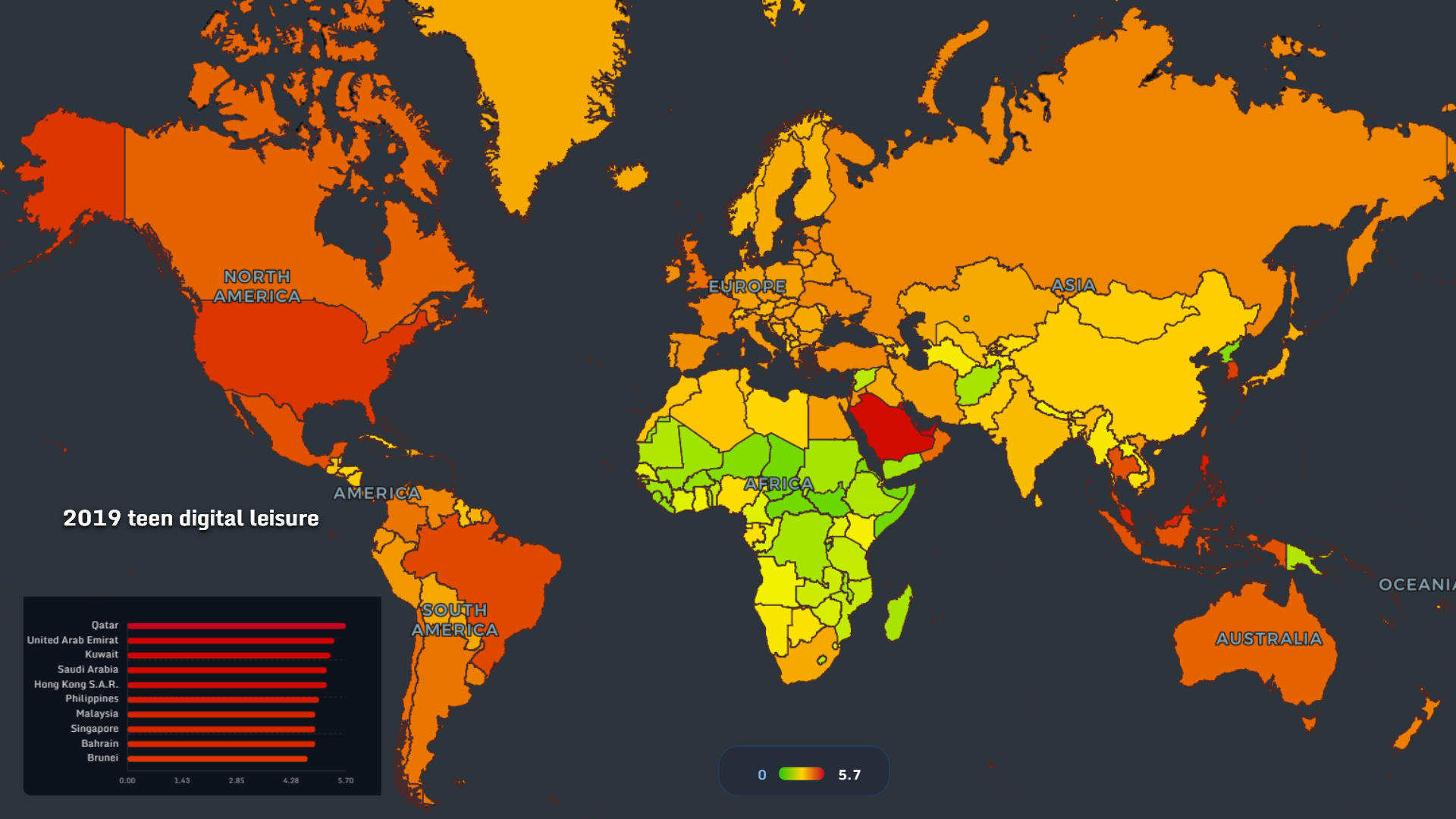 2019 teen digital leisure world map