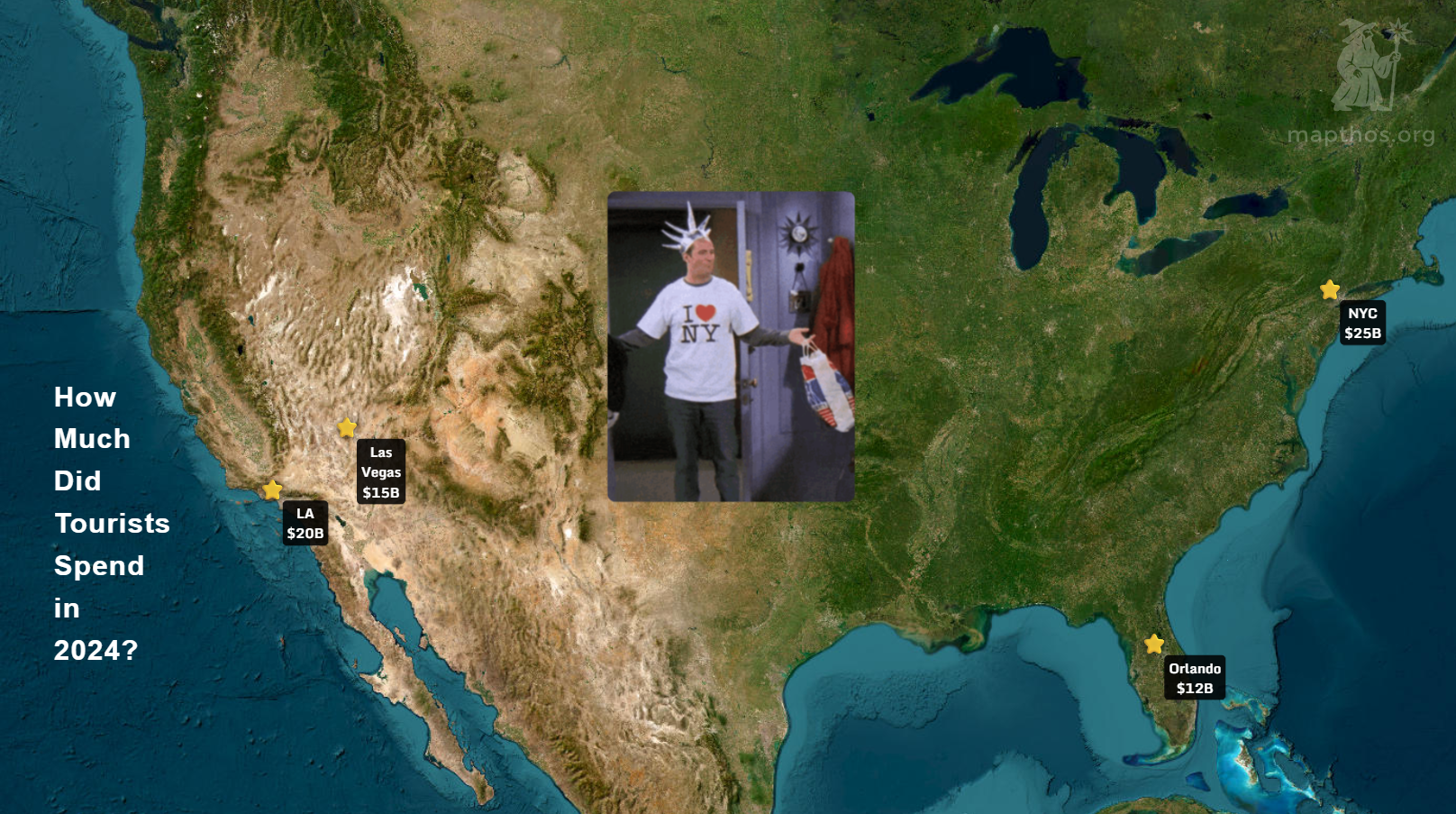 Global map of U.S. tourism flows 2024