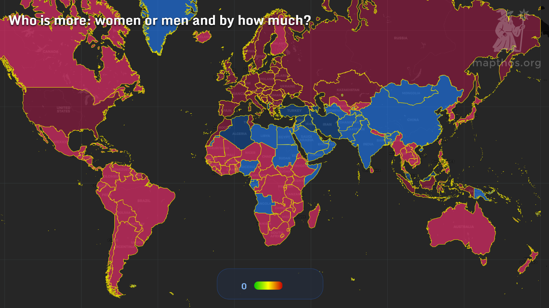 Gender ratio by country in 2025