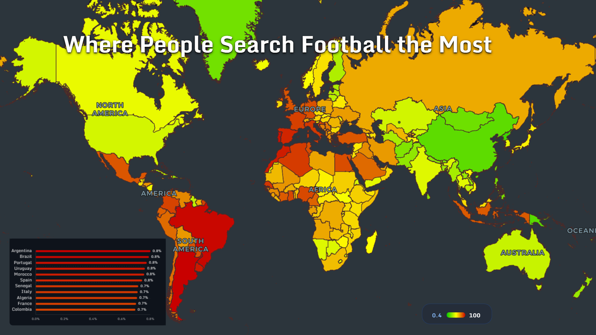 World map showing where people search for football the most in 2026