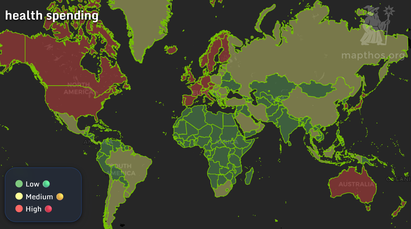 Global health spending map