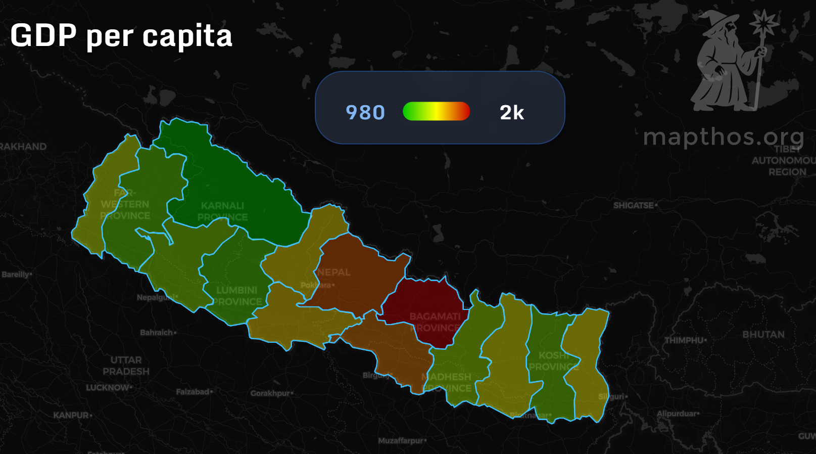 GDP per capita in Nepal by province