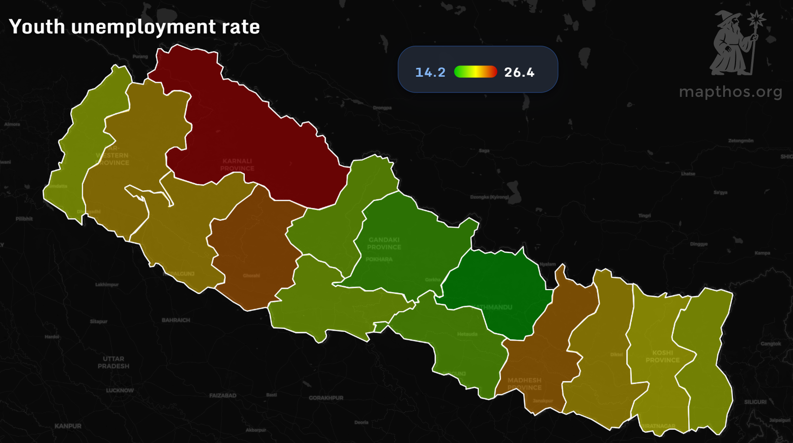 Youth unemployment rate in Nepal by province