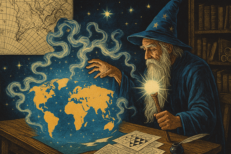 Illustration of the MAPTHOS wizard guiding creators